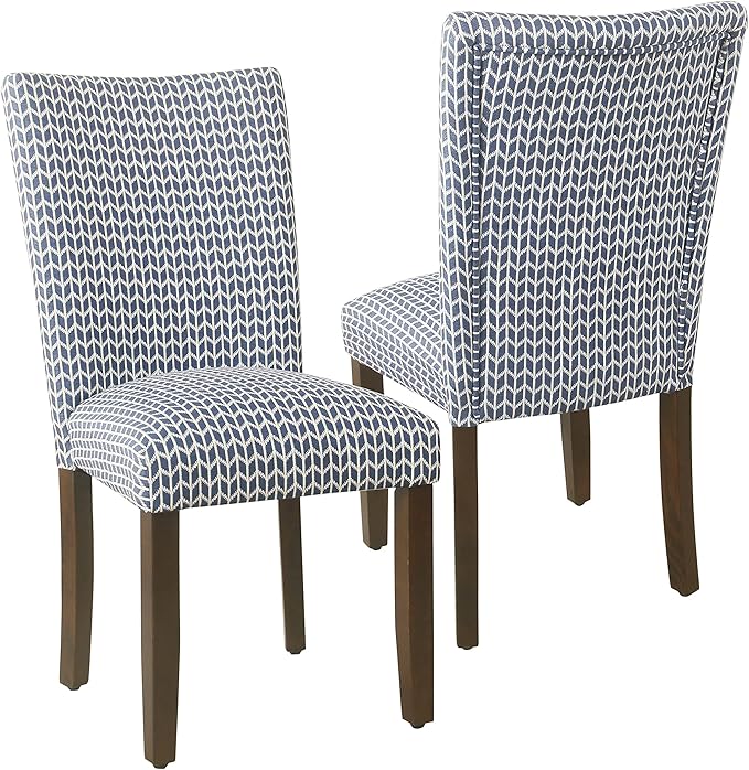 HomePop Classic Parsons Dining Chair - Blue Geometric (Set of 2)