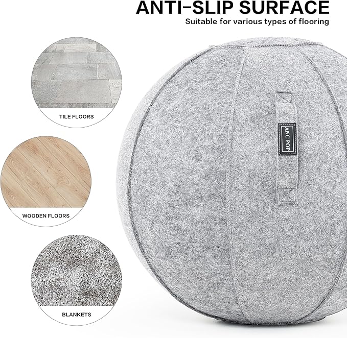 ANC POP Yoga Ball Exercise Ball, Anti Slip Stability Ball Chair, 25” Heavy Duty Large Gym Ball for Fitness, Balance and Core Workout with Cover, Easy Clean