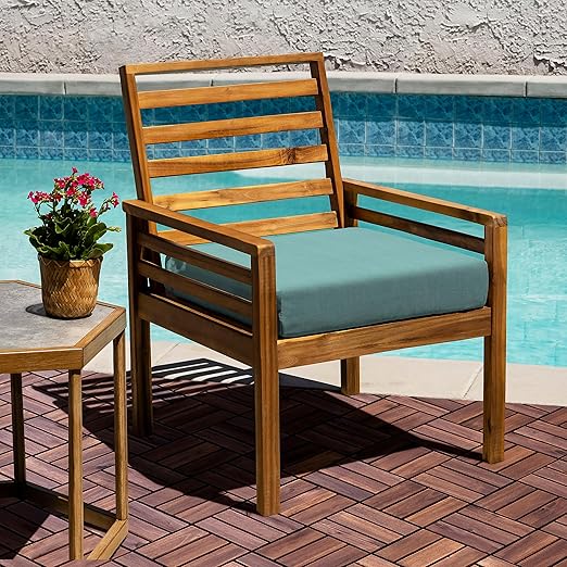 VICTORY RELAX Acacia Wood Decking Tiles 27PCS - Easy Snap Interlocking Deck Tiles for Patio Poolside Balcony Decor - All Weather Waterproof Flooring for Indoor & Outdoor (Round Joints)