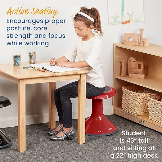 ECR4Kids ACE Active Core Engagement Wobble Stool, 15-Inch Seat Height, Flexible Seating, Red