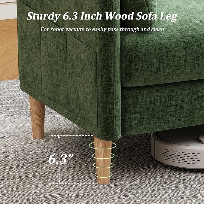 Hanherry Loveseat Sofa, 64.6" Small Couch for Living Room, Comfy Chenille Fabric Love Seat for Bedroom with Throw Pillow,Removable Cushion Cover,Couches for Small Space,Apartment,Dorm