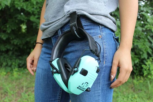 Walker's Razor Slim Electronic Muff Light Teal Razor Walkie Talkie Handsfree Communication, Black