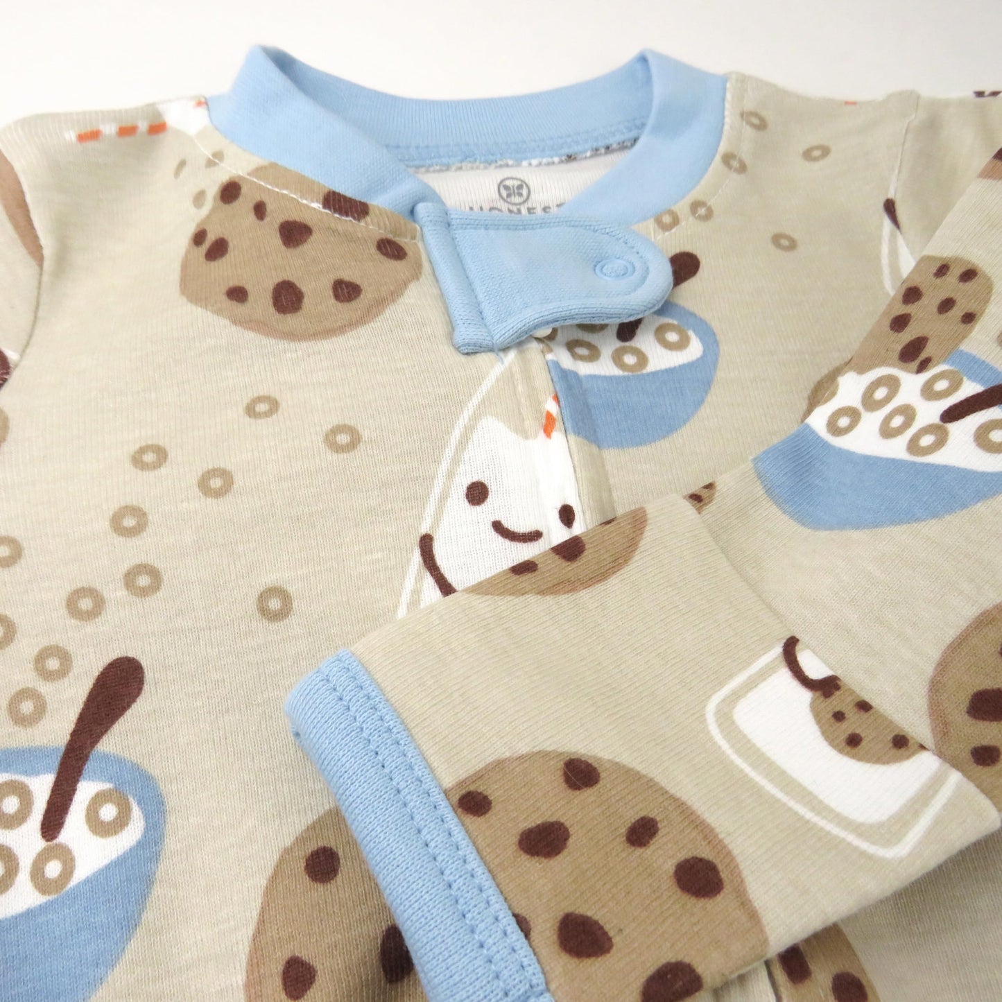 HonestBaby Sleep & Play Footed One-Piece Pajama Sleeper 100% Organic Cotton, Baby Boys, Milk N Cookies, 3-6 Months
