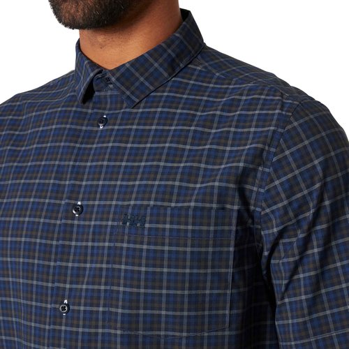 Helly-Hansen Men's Short Sleeve Button Up Shirt, 597 Navy Vika Micro Plaid