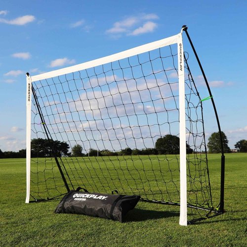 QUICKPLAY Kickster Soccer Goal, 3x5', Ultra Portable, Single Goal, Includes Net and Carry Bag, Alloy Steel, Fiberglass, Black, White