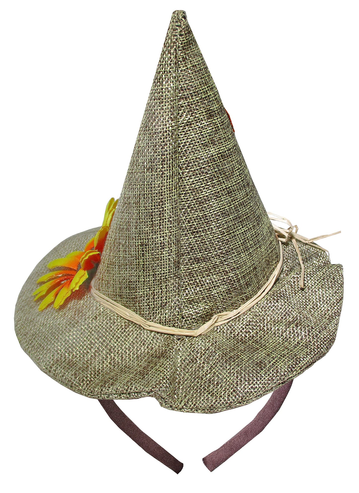Nicky Bigs Novelties Unisex Adults Mini Scarecrow Hat On Headband Flower Halloween Costume Accessory (Light Brown)