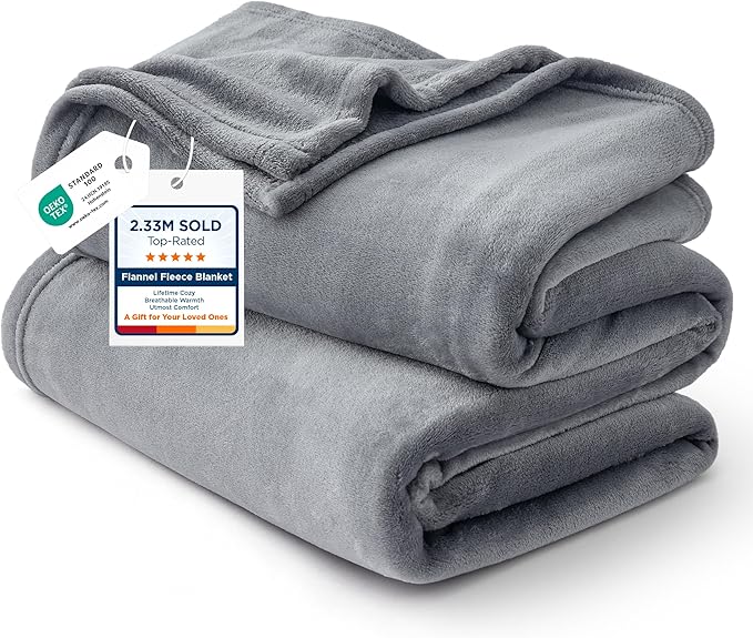Bedsure GentleSoft Fleece Bed Blankets Queen Size Grey - Soft Warm Winter Blanket Lightweight Cozy Luxury Microfiber, Room...
