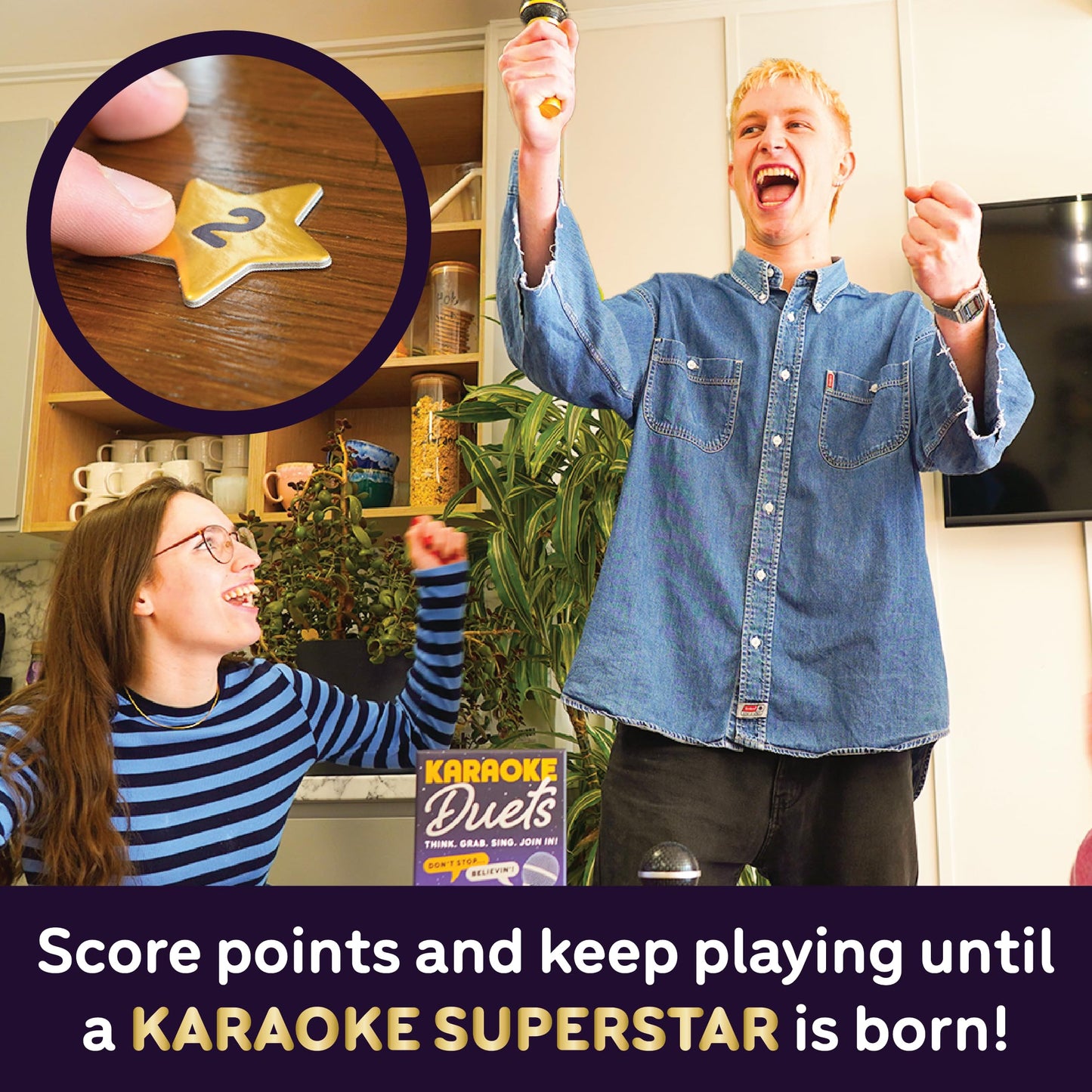 Grab The Mic Creators Bring You Karaoke Duets – 2 Mics, 2 Singers, Hilarious Singing & Chaos – Party Game for Adults, Families & Game Night (2–10 Players, 150 Cards, 300 Lyrics)