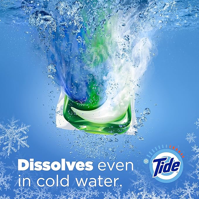 Tide PODS laundry detergent pacs, 3-in-1 Stain Remover, Odor Fighter, Color Protector, 57 Count, HE compatible, Original Scent