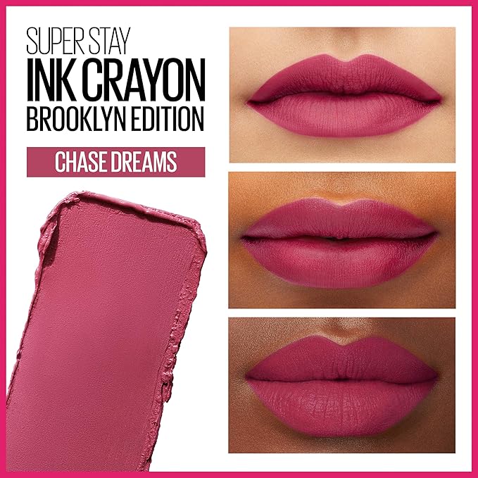 Maybelline New York Maybelline Super Stay Ink Crayon Matte Longwear Lipstick Makeup, Chase Dreams, 0.04 Ounce ., 150 Chase Dreams, 0.04 ounces (Pack of 2)