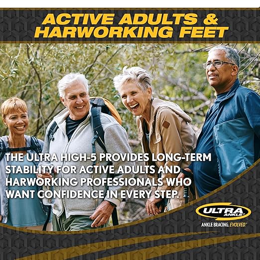 Ultra High-5 Ankle Support Brace – Everyday Stability Gear for Chronic Ankle Instability – Rigid Bilateral Shell, Boot-Ready Fit for Workers, Hikers, & Comfortable Support for Active Aging Adults - Medium
