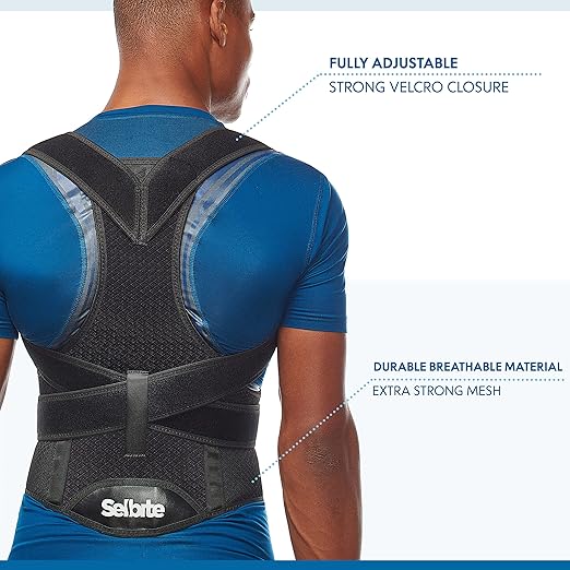 Selbite Posture Corrector for Men and Women - Back Brace for Upper and Lower Body Support - Adjustable Straightener with Pain Relief and Muscle Memory (XX-Large)