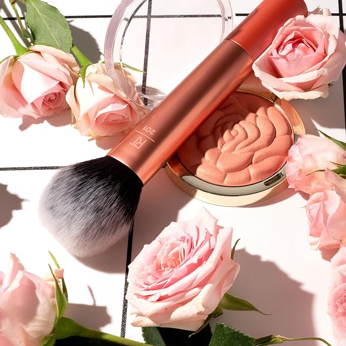 Real Techniques Powder Brush, Ultra Plush Synthetic Bristles, Aluminum Ferrules to Build Coverage, Cruelty Free, Mattified Finish, For Foundation, Setting Powder, Bronzers, Orange, 1 Count (Pack of 2)