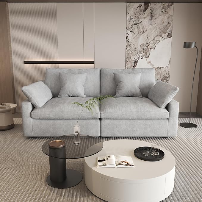 WJShome 83" Cloud Couch Sectional for Living Room, Down Filled Modular Sectional Sofa Couch,Love Seat Sofas,Convertible Couches, Sofa Covers Washable&Replaceable,Gray