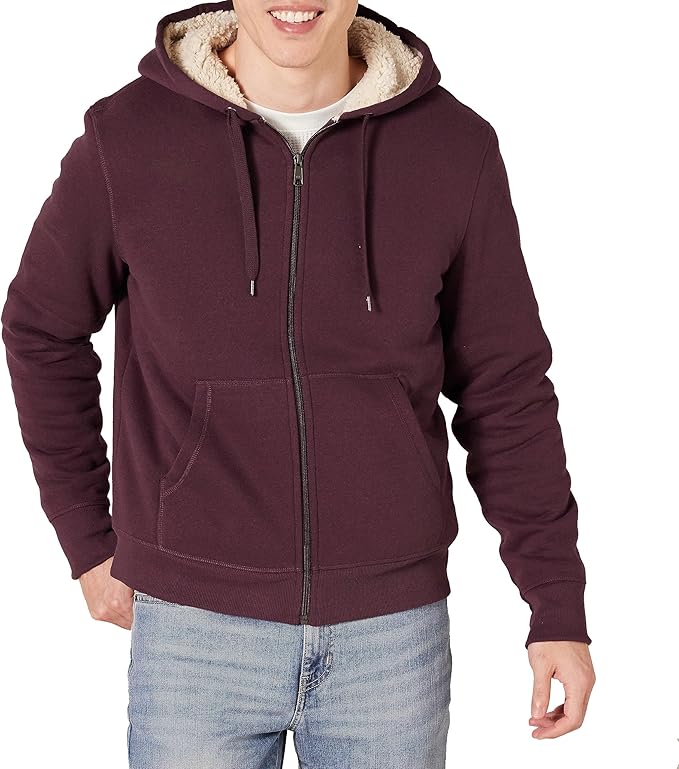 Amazon Essentials Hoodie For Men, Sherpa-Lined Full-Zip Fleece Sweatshirt