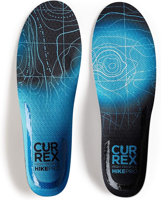 CURREX HikePro Insoles for Hiking Boots & Shoes – Shock Absorbing Inserts to Help Reduce Fatigue and Increase Performance – Anti-Slip Heel Surface for Stability – for Men & Women – High Arch, Medium