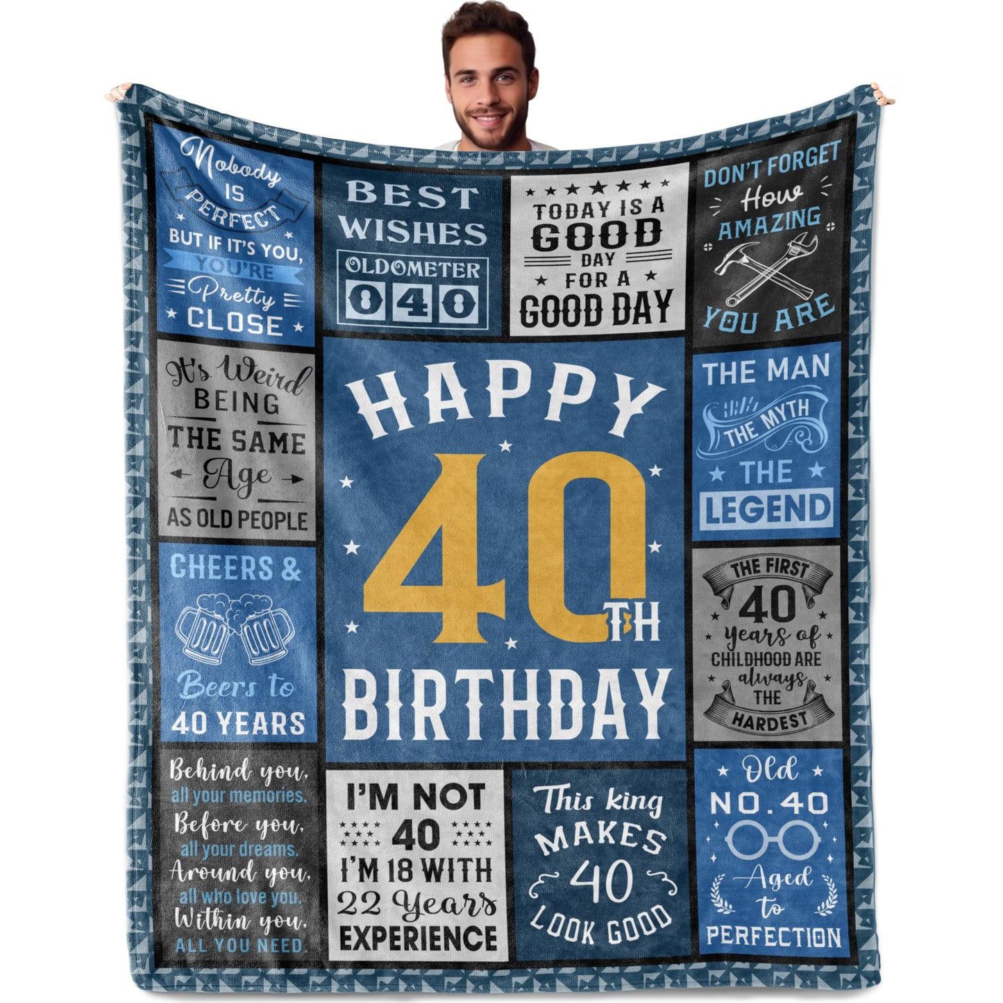 40th Birthday Gifts Men, 40th Birthday Gifts for Men Unique, 40 Year Old Birthdays Gift for Man, Funny 1985 40 Year Old Birthdays Gift for Man Ideas Blanket 50"X60"