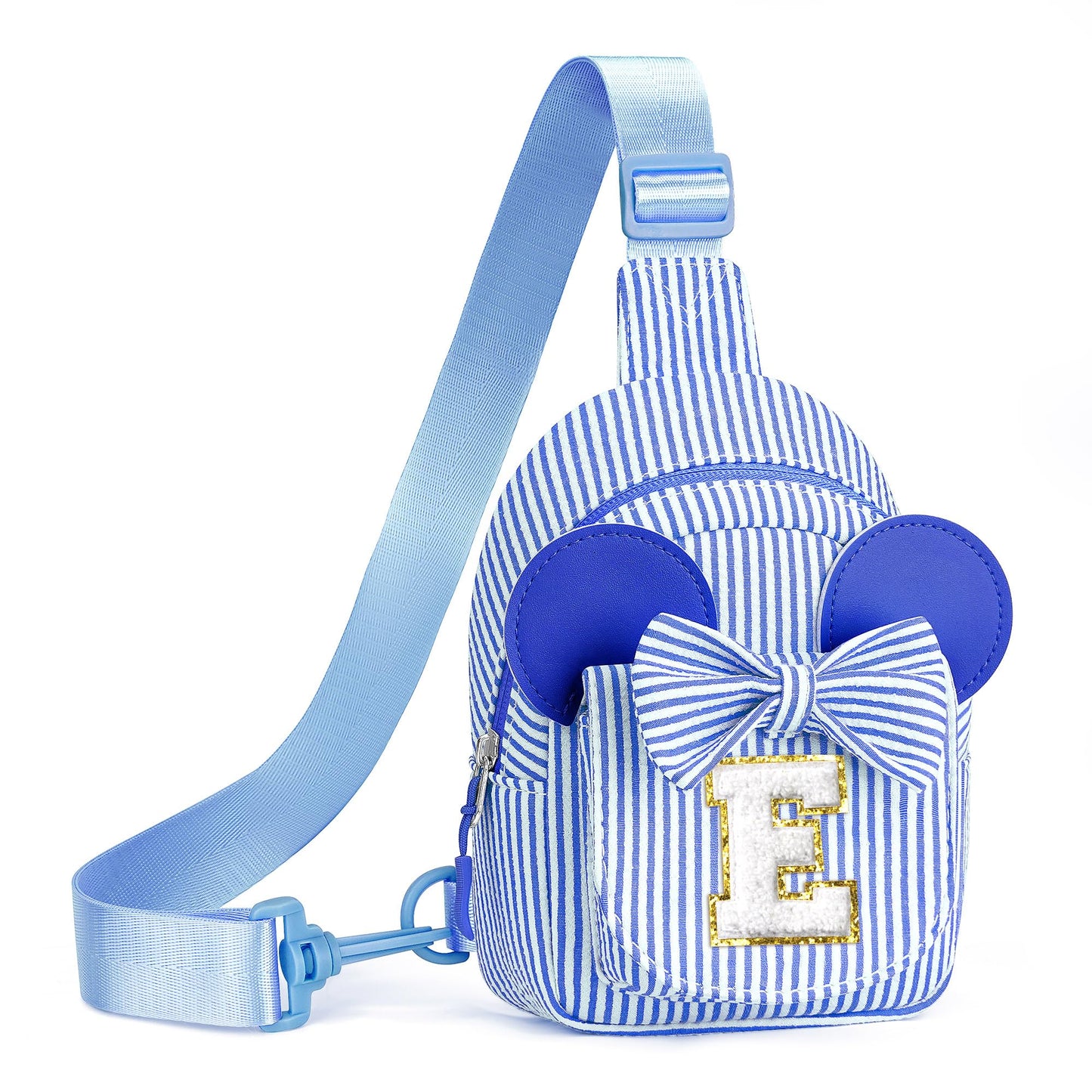 QLOVEA Small Sling Bag - Birthday Gifts for 3 4 5 6 7 8 9 Year Old Girls, Birthday Gifts for Girl Daughter Sister, Initial Cross Body Bags for Girls Sling Bag Purse for Kids(Blue E)
