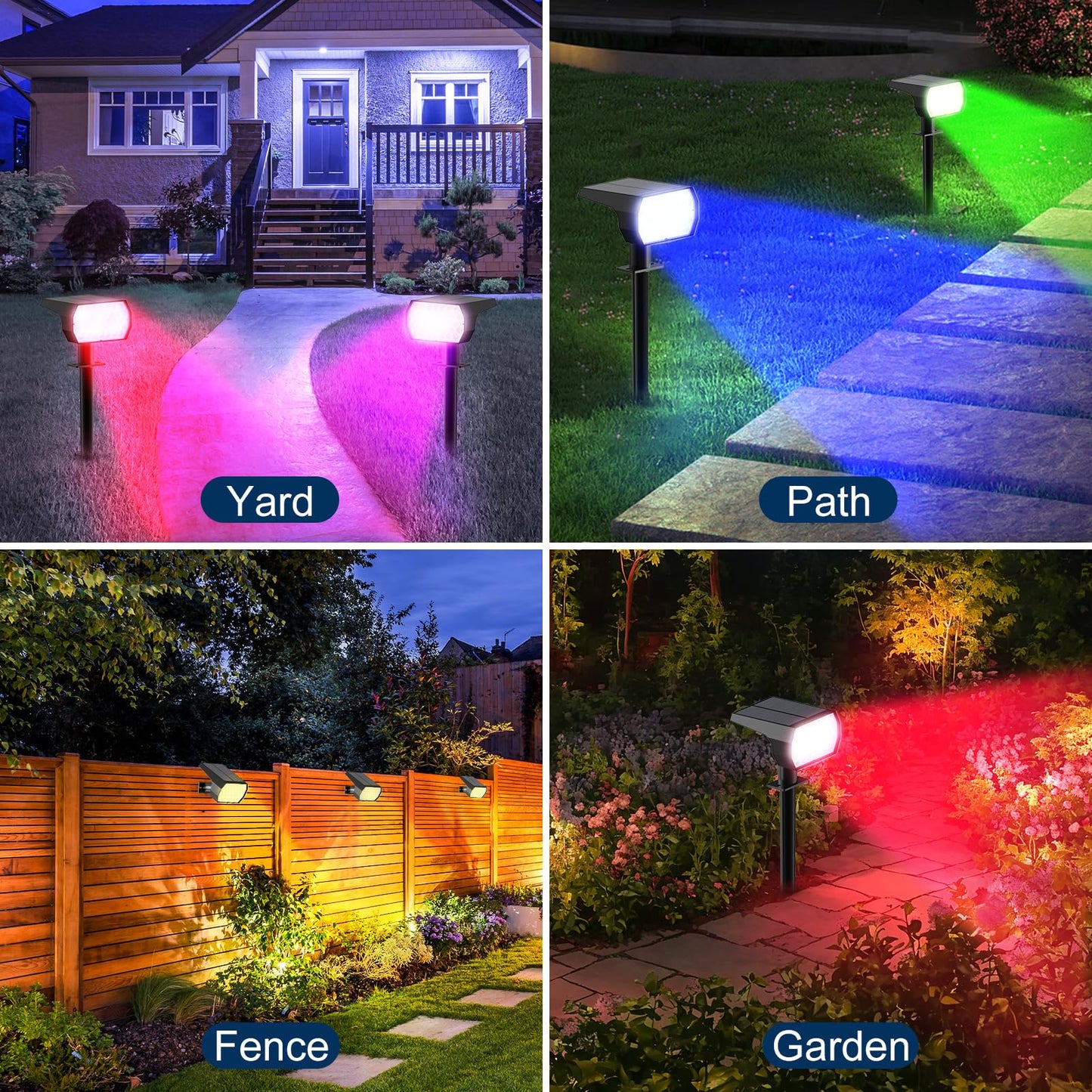 Ugecl Solar Spot Lights Outdoor, [8 Pack/7 Colors/37 LED] 2-in-1 Solar Landscape Spotlights, IP65 Waterproof Auto On/Off Solar Powered Security Lights for Yard Garden Pathway Walkway