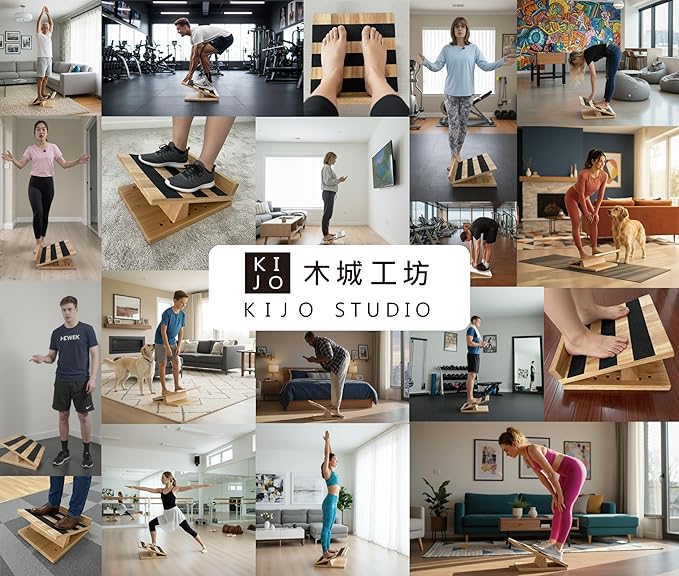 KIJO Studio Professional Wooden Calf Stretcher Slant Board 550 lbs Weight Capacity 16-Angle Adjustable Incline Calf Stretch Slant Board for Calf Stretching Exercise Squat & Physical Therapy