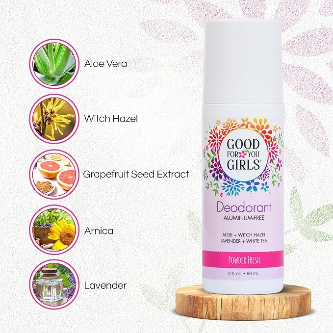 Good for You Girls Aluminum-Free, Natural Deodorant for Kids, Pre teens, Teens, Safe & Effective Odor Control, Clear Roll-On, Natural Fragrance, Vegan, Made in USA | Soft Powder, 3 oz (Pack of 3)