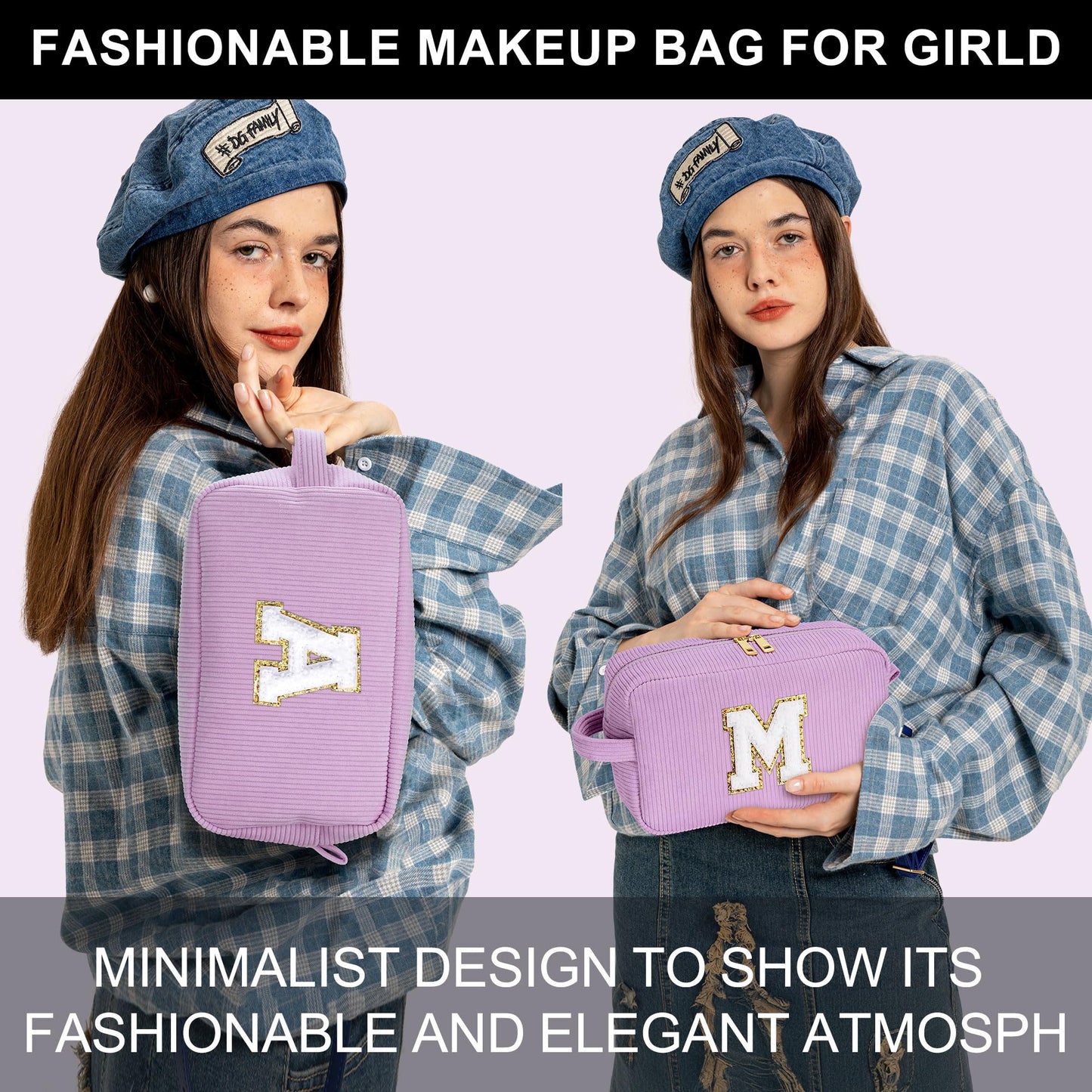 YOOLIFE Sister Birthday Gifts - Personalized Makeup Bag Cosmetic Bags for Women 18th 21th 30th 40th 50th 60th Birthday Gifts for Her Women Daughter Sister Girlfriend Gifts for Her Female Letter H