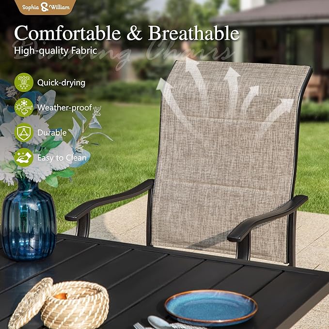 Sophia & William Outdoor Patio Swivel Dining Chairs Set of 6, High Back Padded Patio Dining Chairs, All Weather Textilene Mesh Fabric for Backyard, Poolside, Balcony and Garden