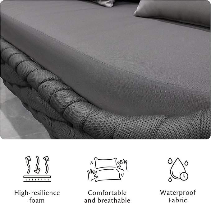 ercimi 4 Pieces Set Aluminum Outdoor&Indoor Sofa, Modern Patio Furniture Set Conversation Set with Soft Cushion and Coffee Table for Balcony Garden，Black