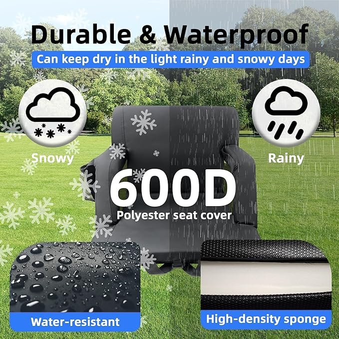 VANCUS Stadium Seats for Bleachers Back Support - Wide Padded Cushion Portable Reclining Bleacher Seat Camping Stadium Chair Waterproof