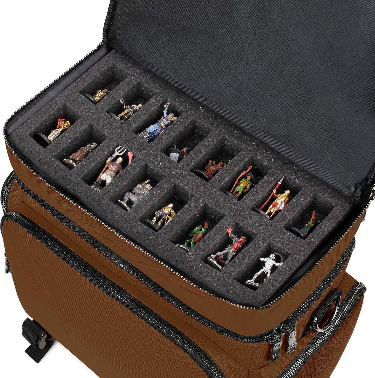 ENHANCE Travel Bag for DND Collector's Edition, Bag Compatible with Dungeons and Dragons, Combat Mat Holder, Dice Pockets and Accessories, Carry 4-8 Books (Brown Dragon)