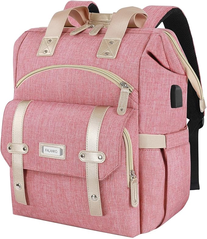 FALANKO Backpack for Women,Wide Open Work Large USB Charging Port Student Bookbag for 15.6 Inch Laptop,Doctor Teacher Nurs...