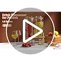 1.5 Gallon Glass Drink Dispensers for Parties, 2 PCS Beverage Dispenser With Wood Stand,Vertical Stripes Glass Lemonade Di...