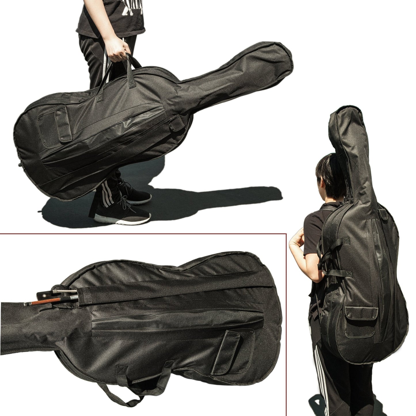 Paititi CE4009SE AVANT-GARDE Ebony Fitted Solid Wood Acoustic Cello with Soft Case, Brazilwood Bow, Rosin and Stopper (3/4)
