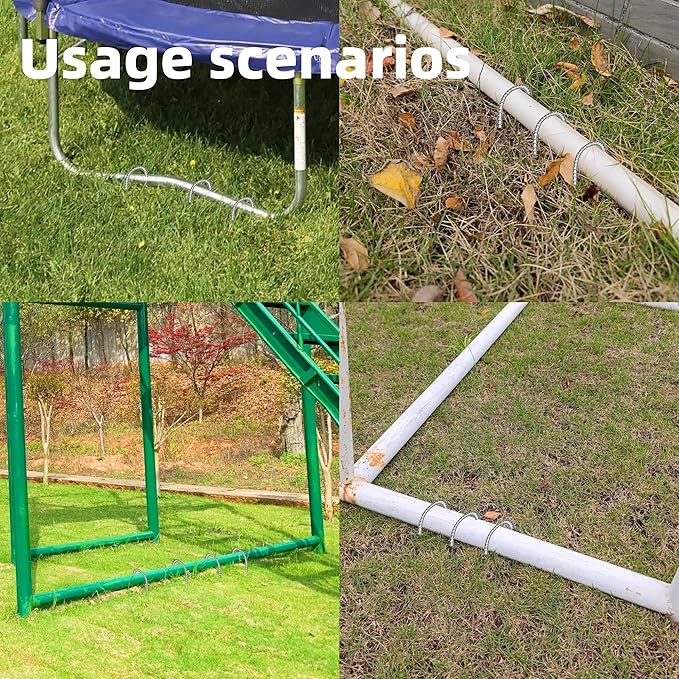 10 Pack Ground Garden Rebar Stakes Rebar 12 Inch Anti-Rust Galvanized Steel U Shape Hook Heavy Duty Ground Anchors for Tents, Position Kits,Fences, and Trampolines Landscape Fabric