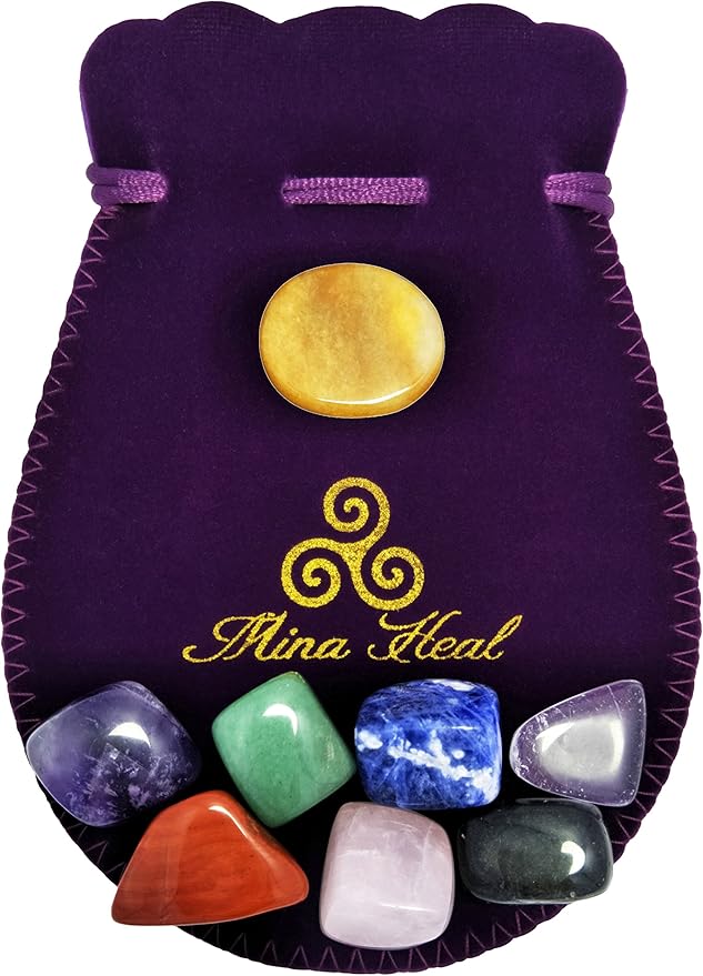 Chakra Stones Healing Crystals Set of 8, for Crystal Healing Meditation, Reiki or As Worry Stones or Palm Stones Thumb Stones and Crystal Therapy