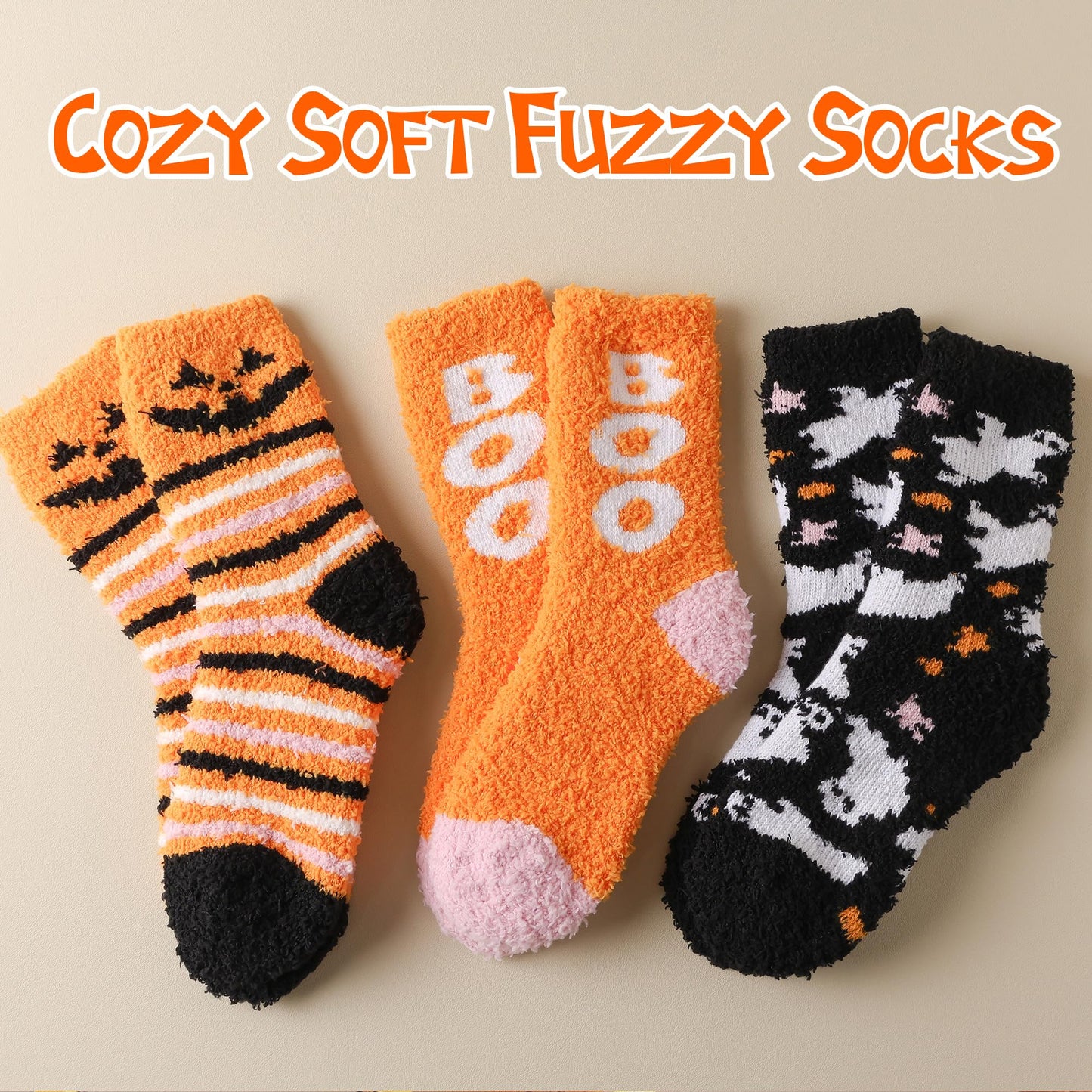 TEHOOK 4X Thicker & 2X Softer Halloween Fuzzy Socks for Boo Spooky Basket Stuffers for Her, Cozy Fluffy Soft Warm Socks for Fall Halloween Gifts for Women