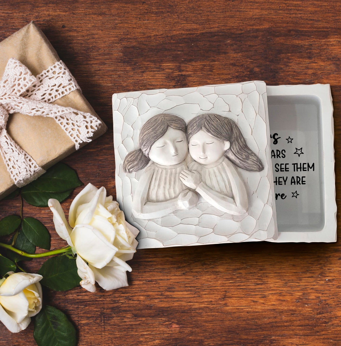 Sisters Keepsake Box Sister Gifts from Sisters Jewelry Box, Memory Box gifts for Sister Birthday Gifts Christmas, Valentine Sister Gifts TNK6