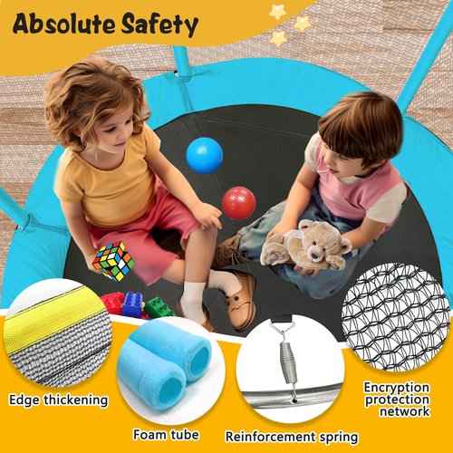 60" Toddler Trampoline for Kids Ages 1-8, Indoor & Outdoor Kids Trampoline with Safety Enclosure Net, Birthday Gifts