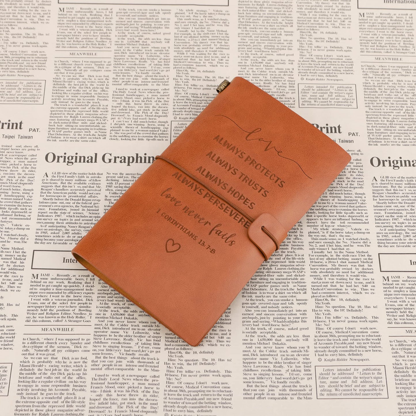 Engraved Leather Journal for Him/Her, Valentines Day Gifts for Husband from Wife, Romantic Present for Boyfriend Girlfriend, Travel Journal Gift for Engagement Wedding Anniversary Birthday