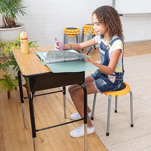ECR4Kids Daisy Stackable Stool Set, Flexible Seating, Yellow, 8-Piece