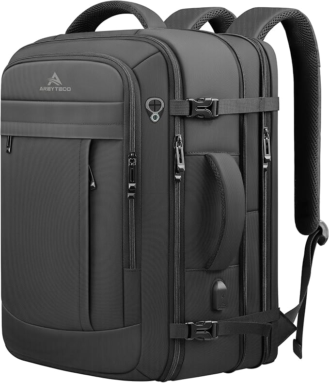 AREYTECO Travel Backpack, 50L Expandable Extra Large Laptop Backpack, Carry On Backpack Water Resistant Business Suitcase ...