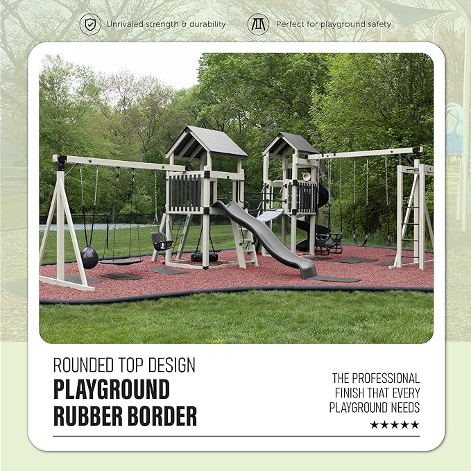 Playsafer 4' Flexible Interlocking Rubber Edging for Playgrounds (Black, 1 Pack)