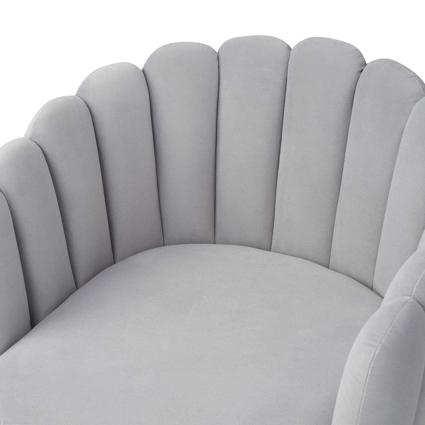 MEXIYA Doloris Modern Light Grey Easy Clean Velvet Upholstered Feather Side Chair with Brushed Gold Leg