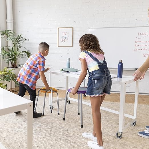 ECR4Kids Daisy Stackable Stool Set, Flexible Seating, Assorted, 8-Piece