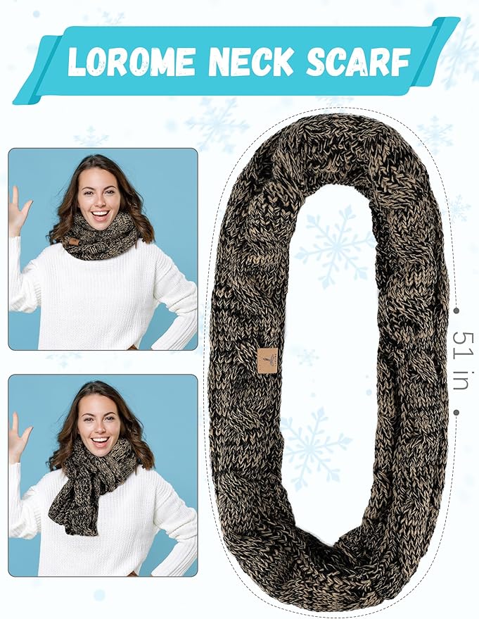Winter Hat Scarf Gloves and Ear Warmer, Warm Knit Beanie Hat Touch Screen Gloves Set Winter Gifts Neck Scarves for Women