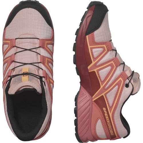 Salomon Junior’s Speedcross Climasalomon Waterproof Trail Shoes - English Rose/Cow Hide/Cantaloupe - 6