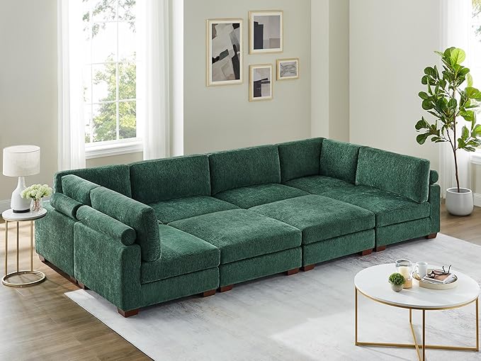 VANOMi Large Modular Sectional Sofa, Oversized Couch with Ottoman, Cloud Couch Deep Seat Sofa with Thick Cushion, Convertible Sectional Couches for Living Room Office Apartment