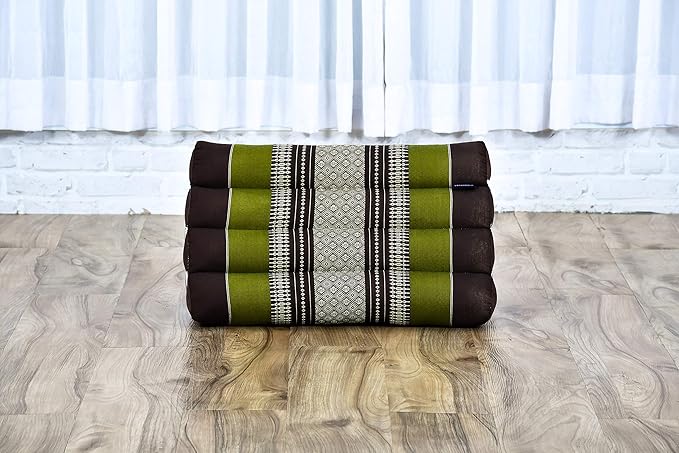 Leewadee Triangle Cushion – Comfortable Backrest for TV or Reading, Incline Pillow for Relaxing Made of Kapok, 20 x 13 x 13 inches, Brown Green