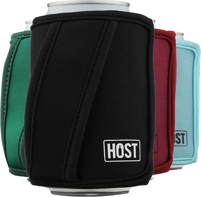 HOST Insta-Chill Can Cooler Flexible Freezable Gel and Ice Pack for Regular 12 oz Cans, Black
