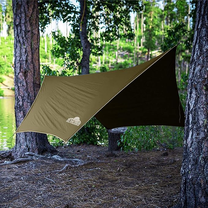 Swiss Outdoors Rain Fly Tarp | Waterproof Tent Shelter Canopy | Lightweight Easy Setup for Hammock, Backpacking or Camp Ge...